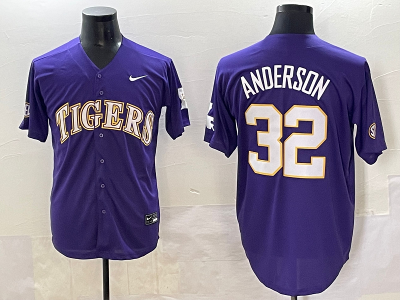 Men 2025 LSU Tigers #32 Anderson blue Joint Name Nike NCAA 2025  Jersey style 1->ncaa teams->NCAA Jersey